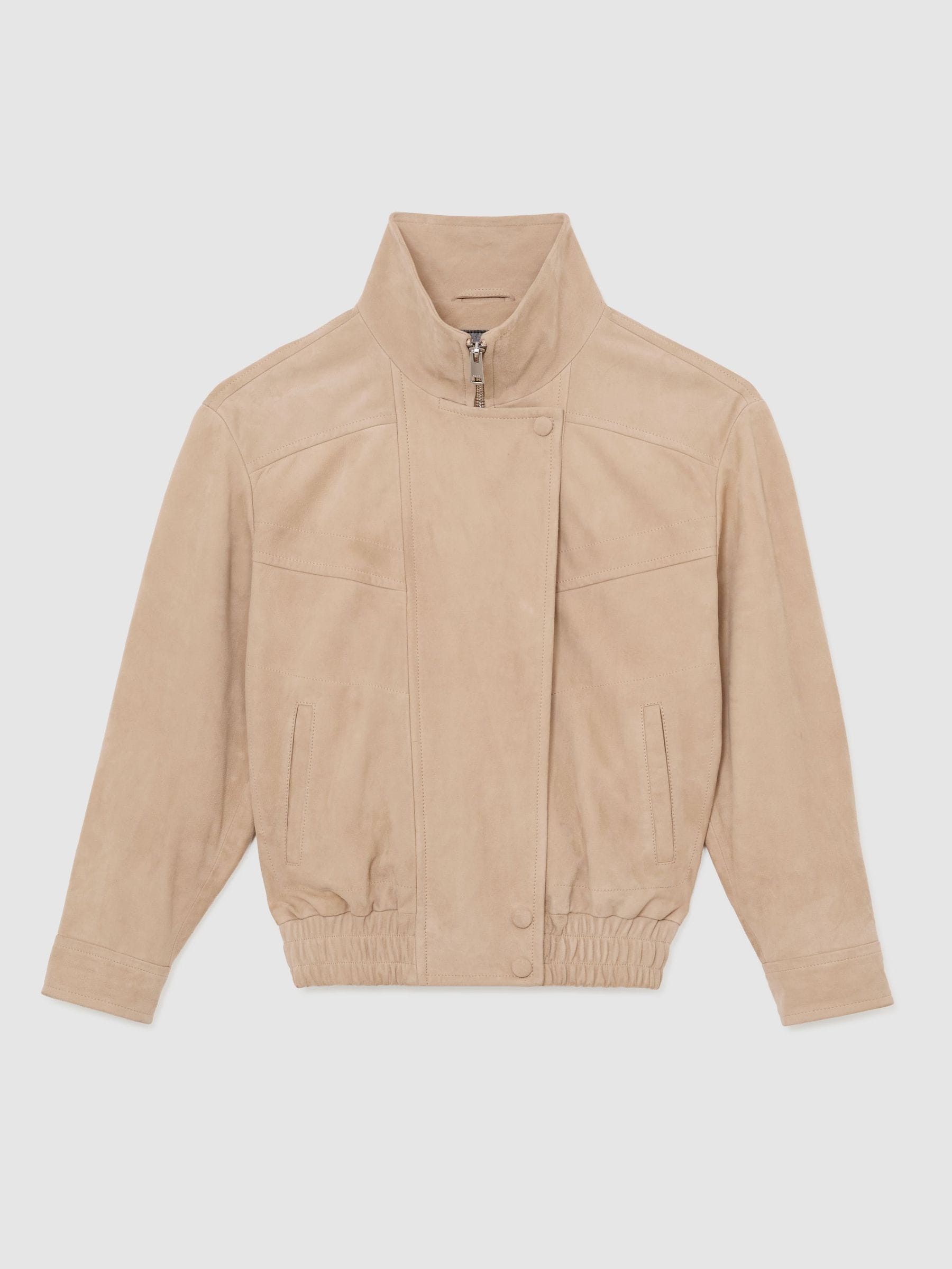 Reiss Reiss Neutral Petra Suede Oversized Jacket | Next US