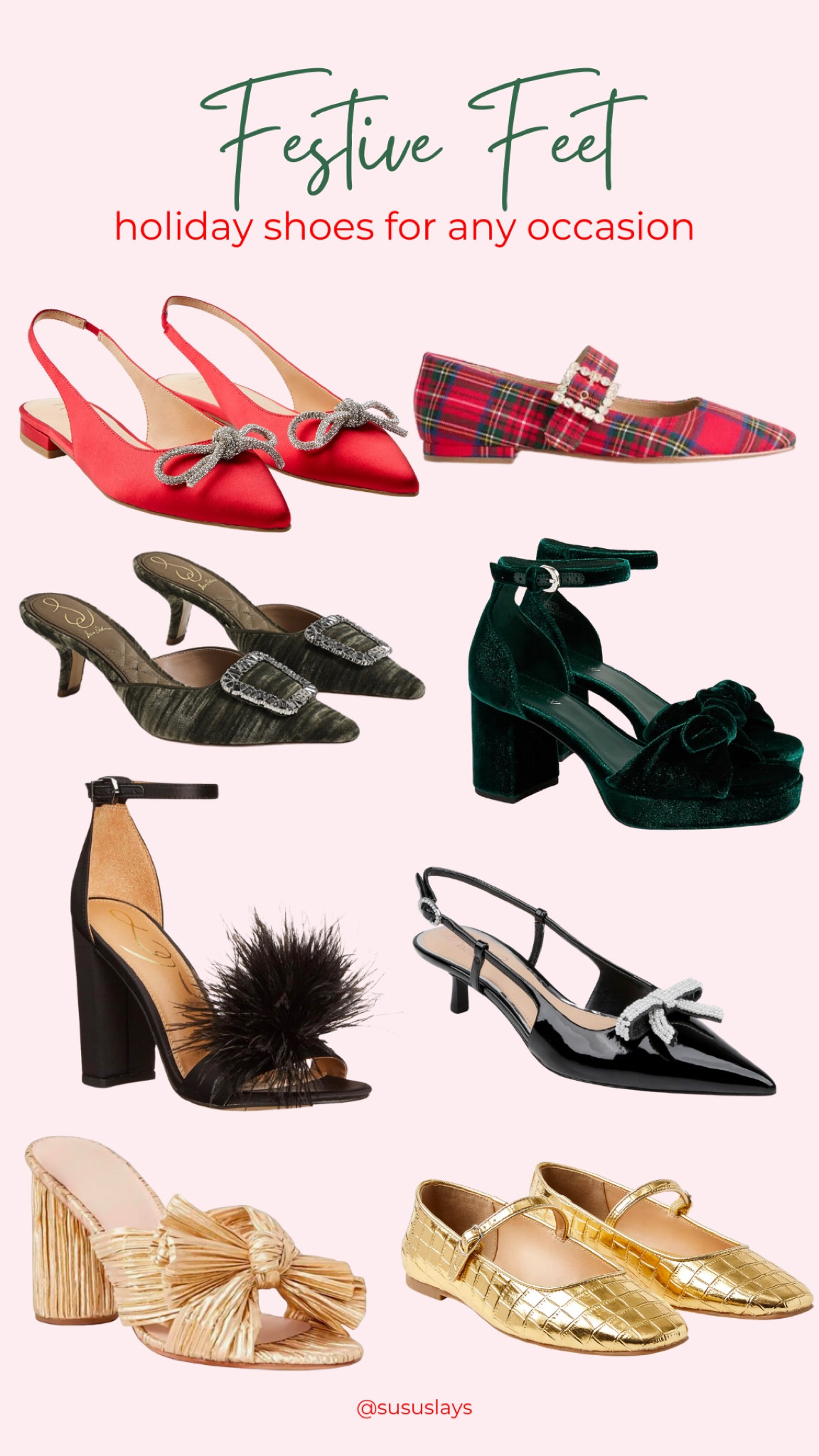 Whatever your holiday festivities are, your feet will feel fancy in these shoes. Bow heels, velvet mules, plaid flats, metallic open toed, and more! Pretty feet are happy feet! 

#LTKHoliday #LTKSeasonal #LTKShoeCrush