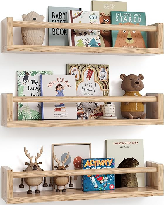 G&W Gruwald Nursery Book Shelves, Set of 3, Hanging Bookshelf, Wall Book Shelves for Bedroom Kids... | Amazon (US)