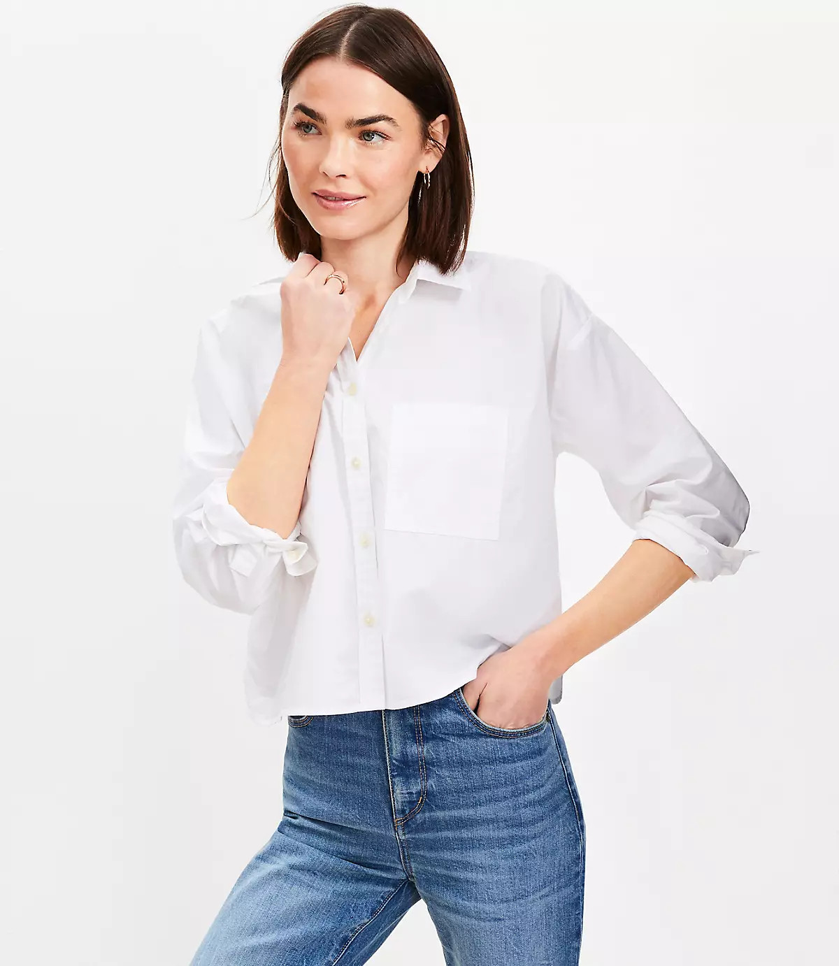 Poplin Modern Pocket Shirt | LOFT