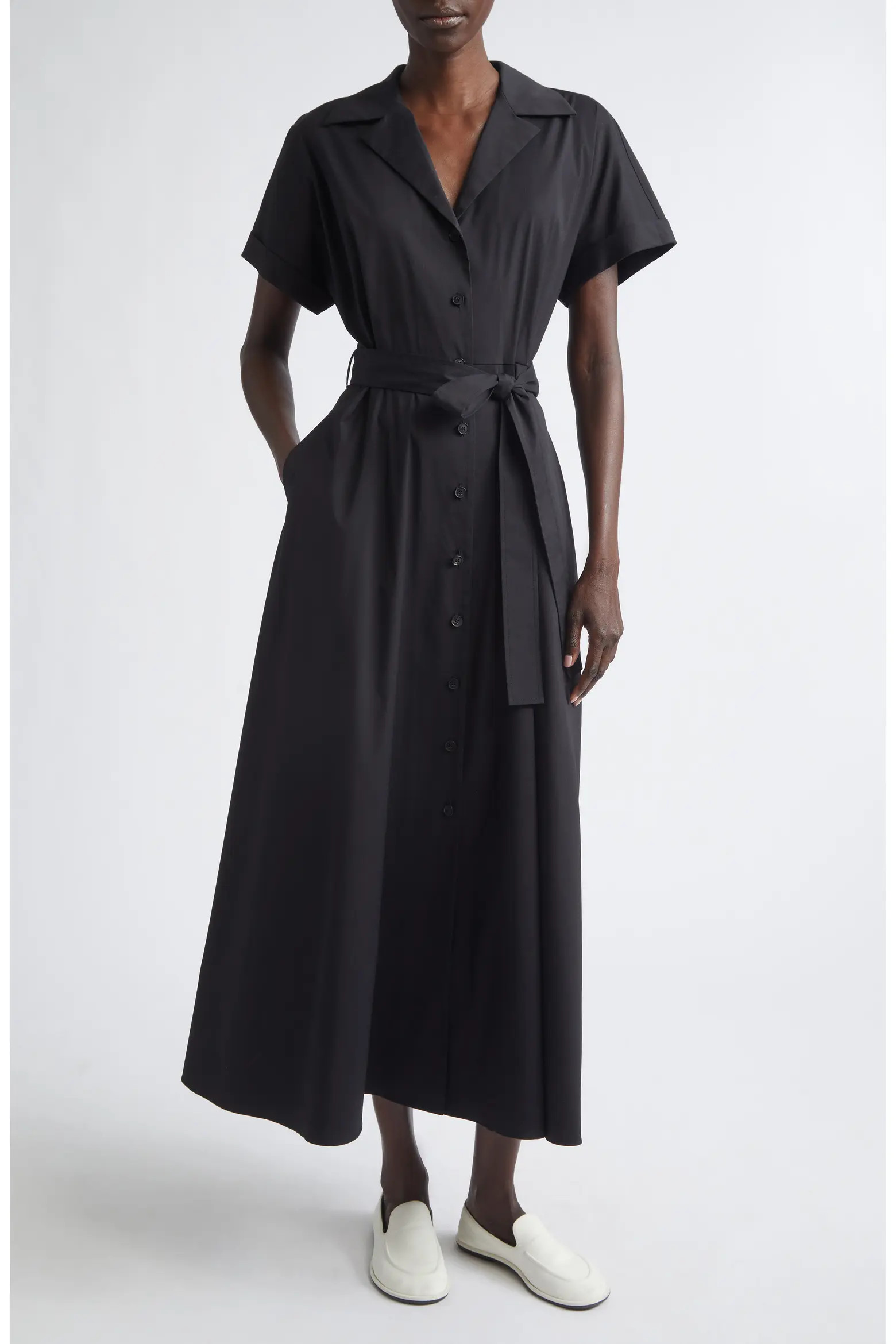 Belted Stretch Cotton Blend Shirtdress (Women) | Nordstrom | Nordstrom