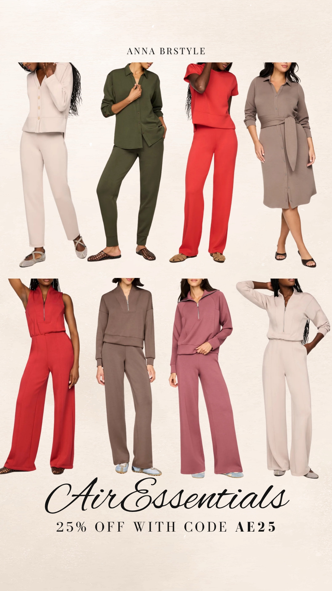 AirEssentials are the kind of pieces that make getting dressed SO easy. From matching sets and wide leg pants to an easy shirt dress, everything has that soft, comfortable feel while still looking put together. Even better, you can take 25% off with code AE25.

SPANX AirEssentials, matching set, travel outfit, comfortable outfit, wide leg pants, lounge set, shirt dress, fall travel outfit, elevated basics, womens fashion, annabrstyle 

 #LTKootd #LTKSeasonal #LTKSaleAlert