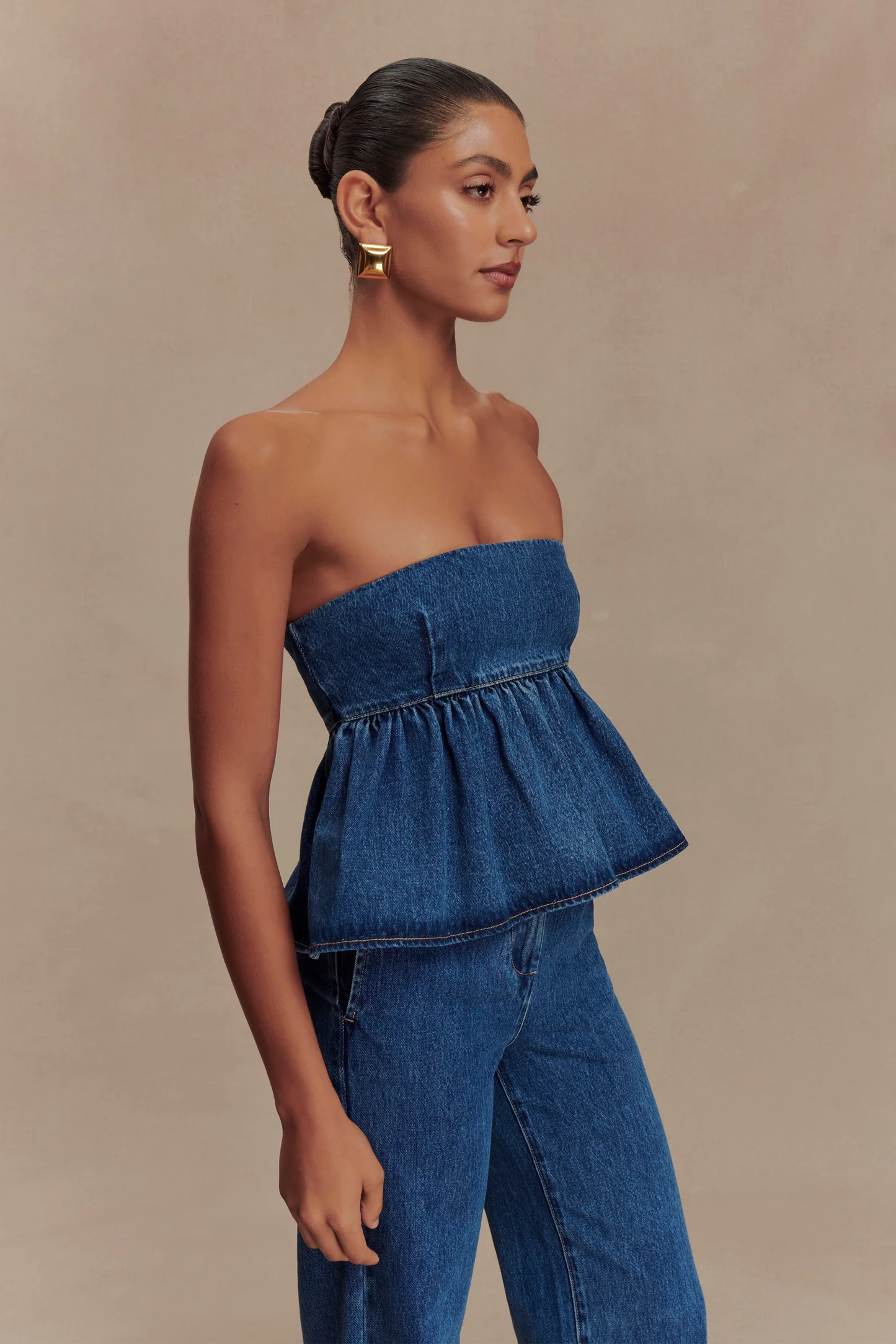 Pauline Strapless Denim Top - 90'S Blue | MESHKI US