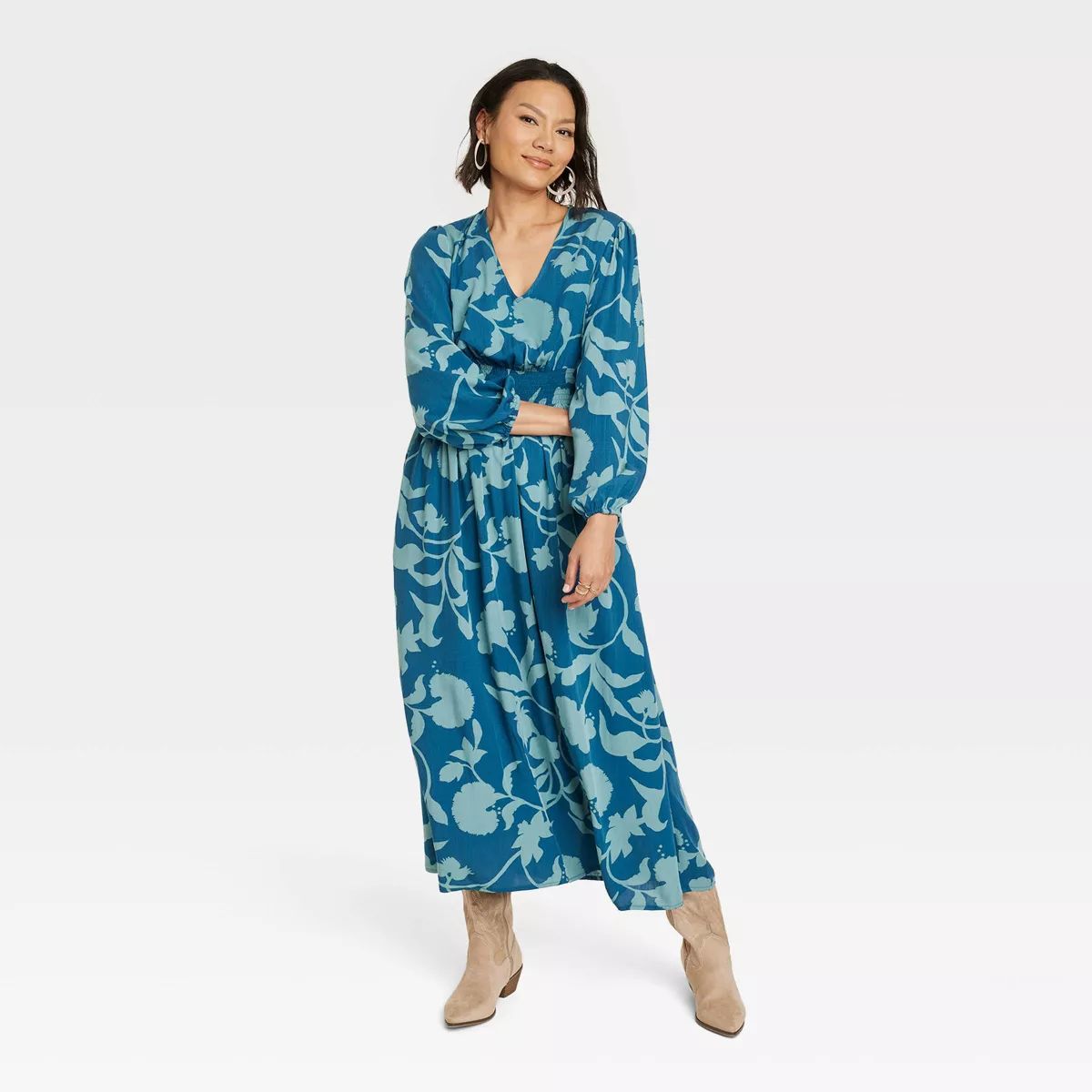 Women's Long Sleeve Smocked Maxi Dress - Knox Rose™ | Target