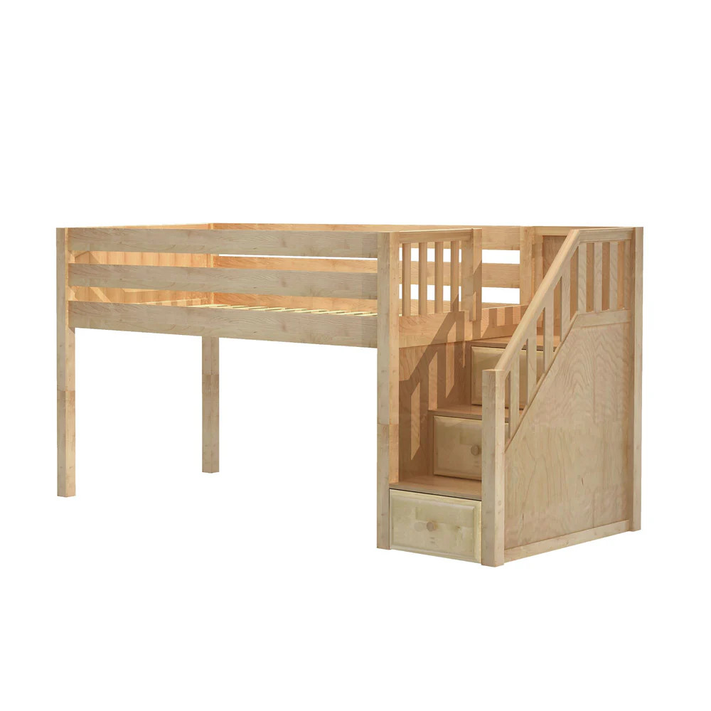 Low Loft Bed with Stairs | Maxtrix Kids Furniture