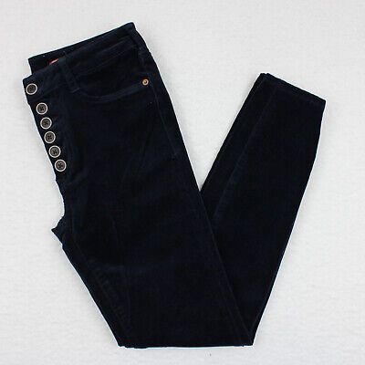 Anthropologie PILCRO Button Fly High-Rise Skinny Corduroy Pants Women's 26 Navy | eBay US