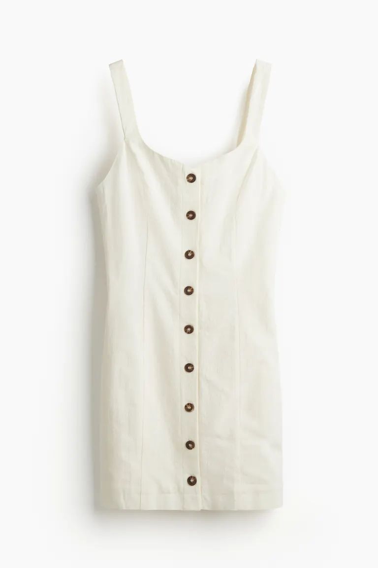Button-front cotton dress - Cream - Ladies | H&M GB | H&M (UK, MY, IN, SG, PH, TW, HK)