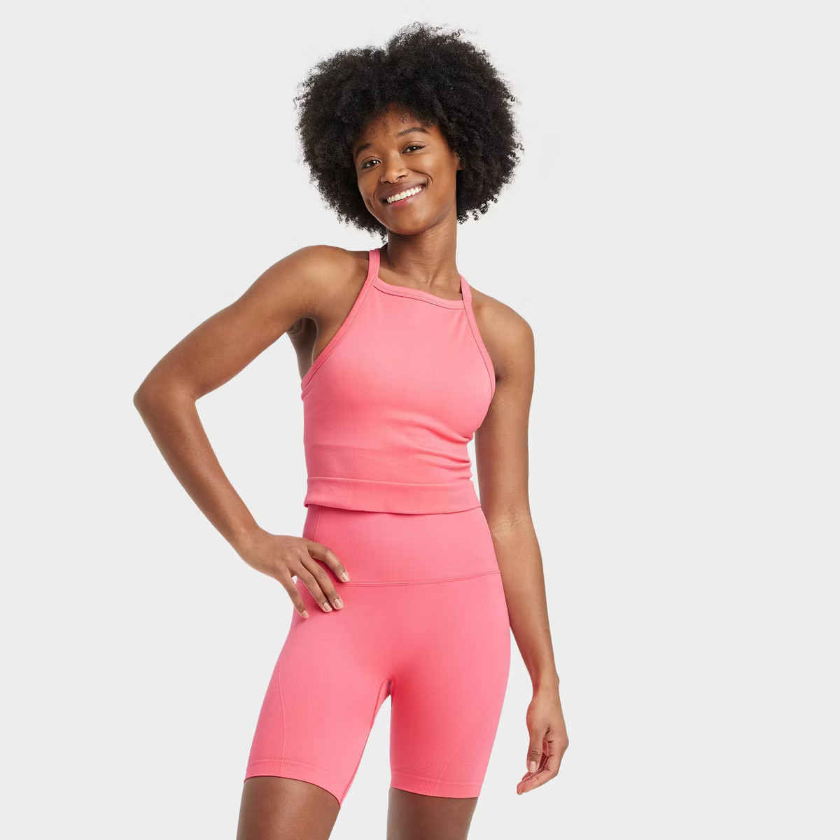 Women's Seamless Rib Cropped High Neck Tank Top - All In Motion™ | Target