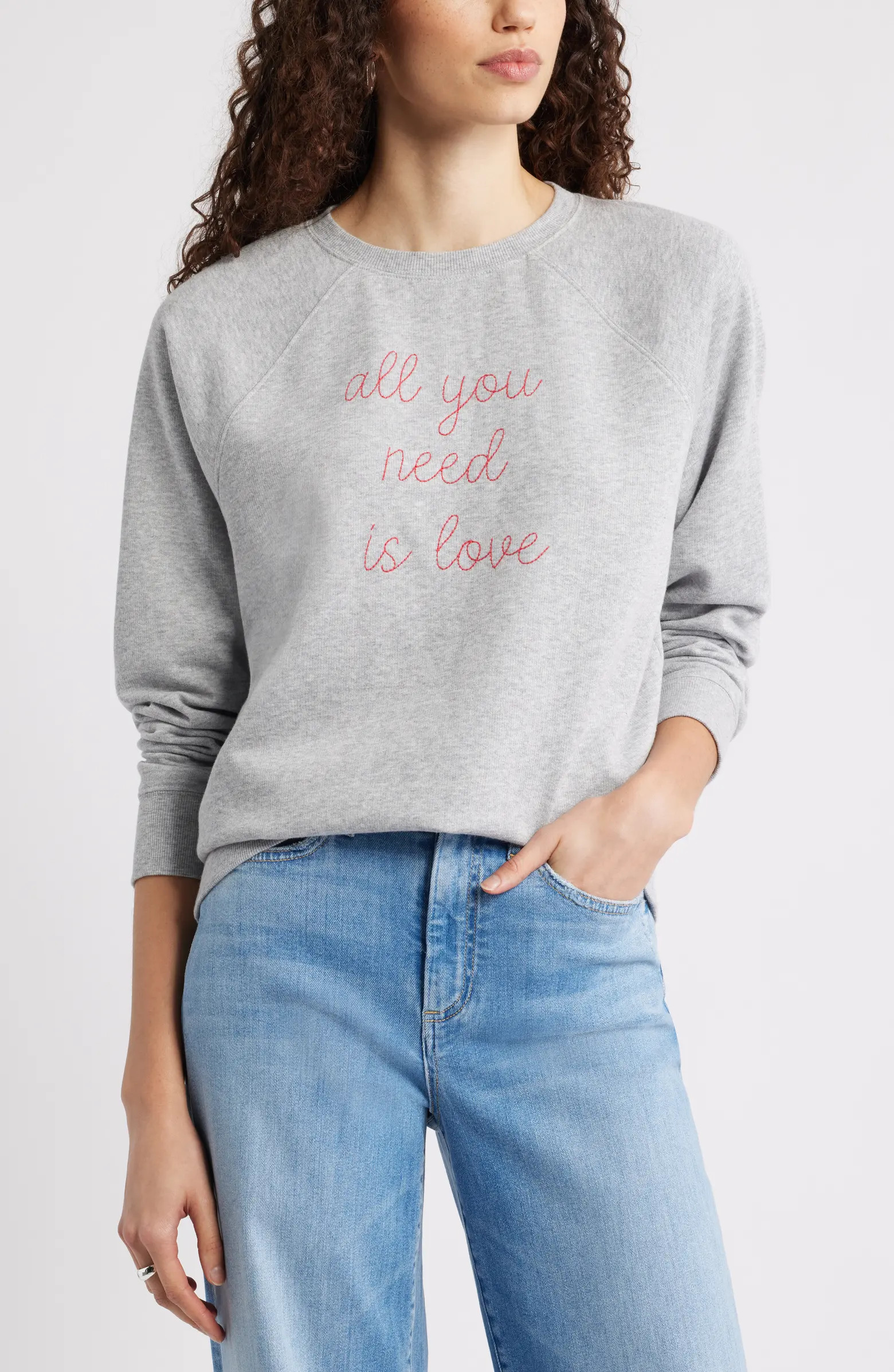 All You Need is Love Embroidered Sweatshirt | Nordstrom