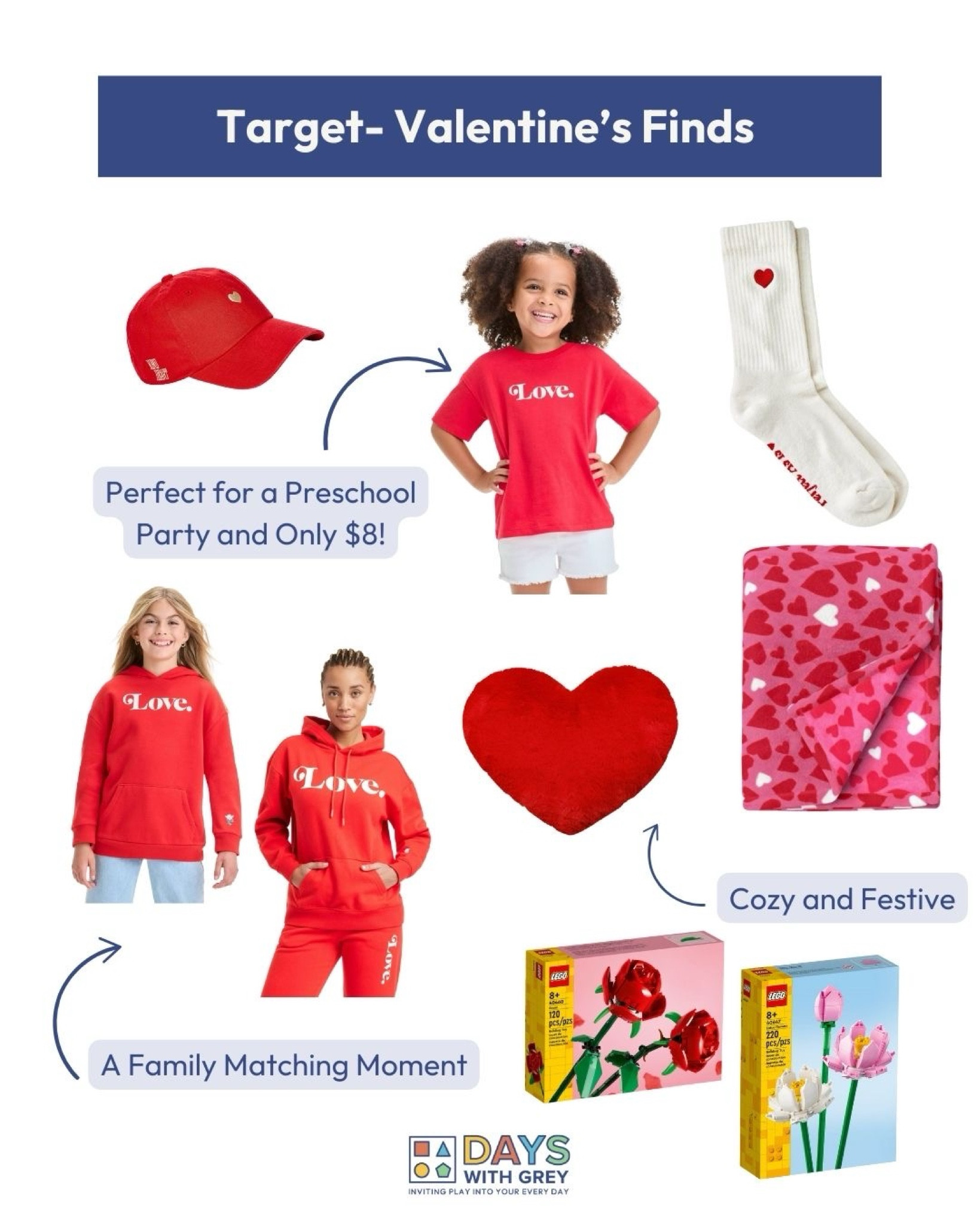 Need a shirt or something festive for a school party? Maybe a small gift or something cozy to gift on Valentine’s to your kids. Check out these items- including the cutest hat! 