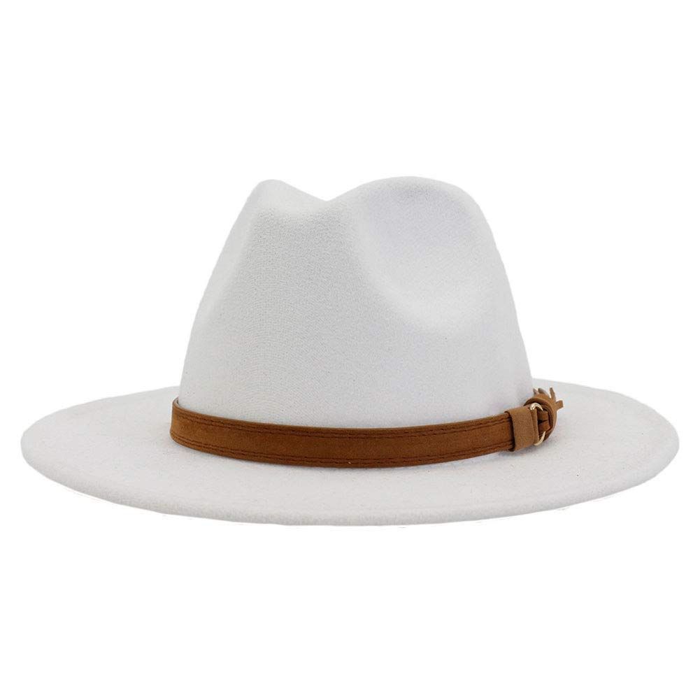 Lisianthus Men & Women Vintage Wide Brim Fedora Hat with Belt Buckle | Amazon (US)