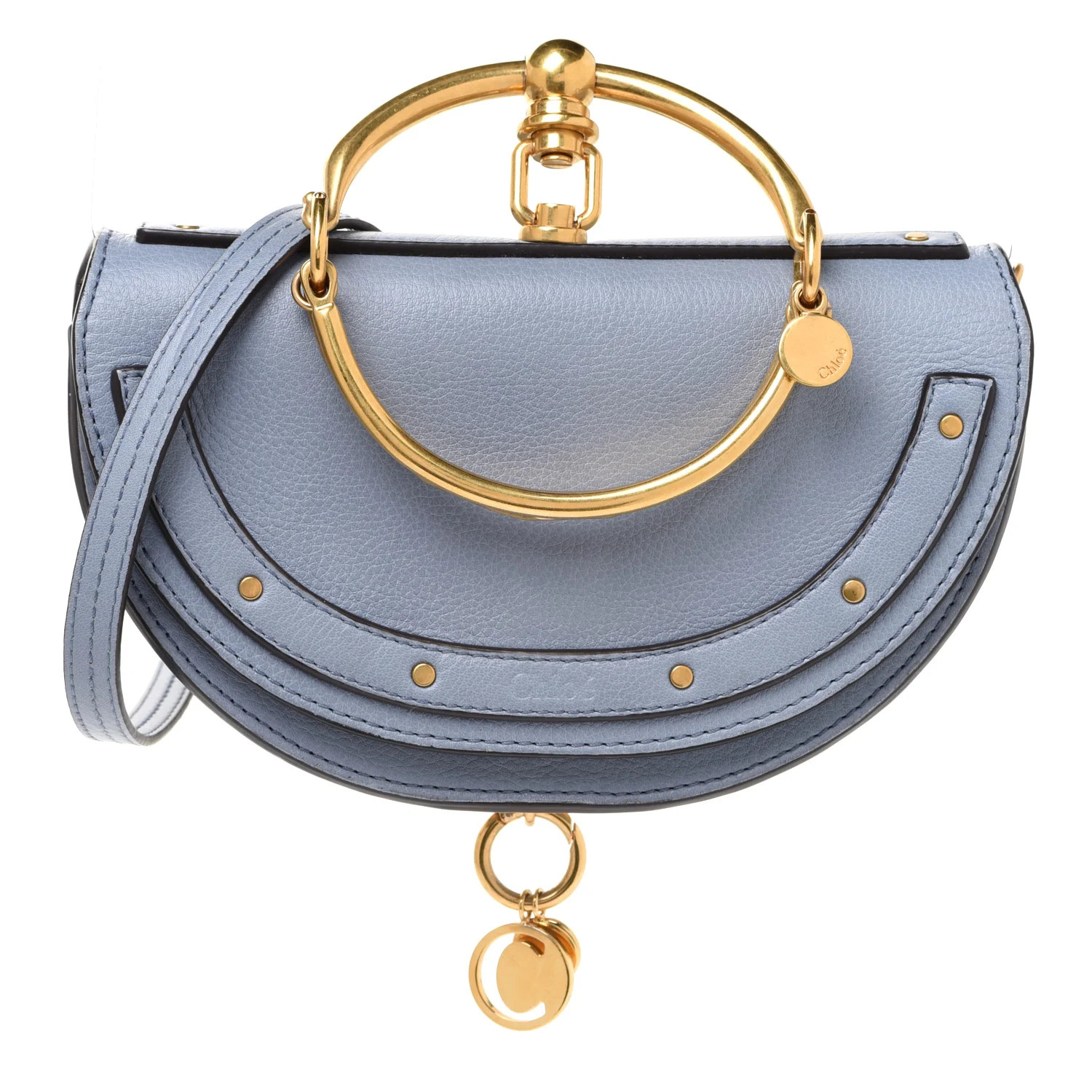 Calfskin Small Nile Bracelet Minaudiere Bag Washed Blue | FASHIONPHILE (US)