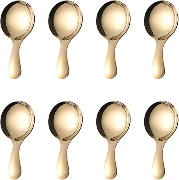 PHAETON 8PCS Golden Stainless Steel Short Handle Spoons Soup Spoons Condiments Spoon Dessert Spoo... | Amazon (US)