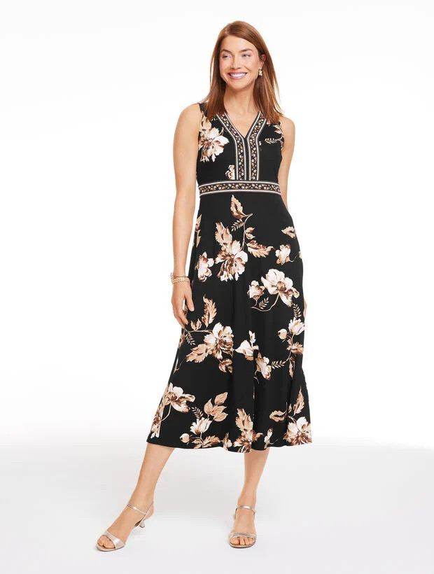 Fit & Flare Jersey Dress - Vivid Blooms | Talbots
