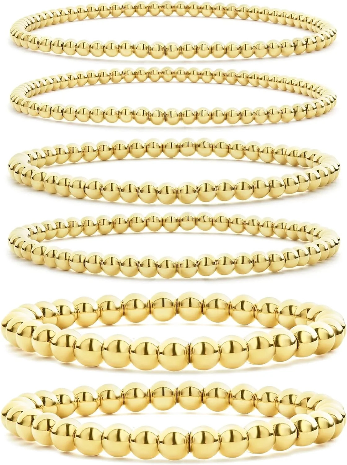 Gold Beaded Bracelet For Women Set 14K Gold Bead Stretch Bracelet Stack Trendy Gold Jewelry For W... | Walmart (US)