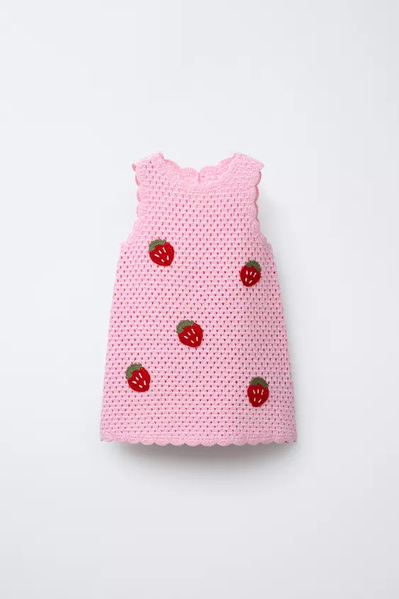 STRAWBERRY CROCHET KNIT DRESS | Zara US