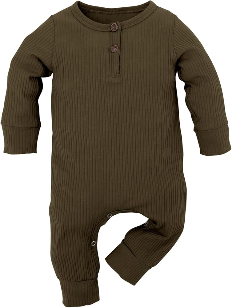 Newborn Baby Boy Girl One Piece Romper Jumpsuit Solid Ribbed Baby Boy Clothes Onesies Outfits | Amazon (US)