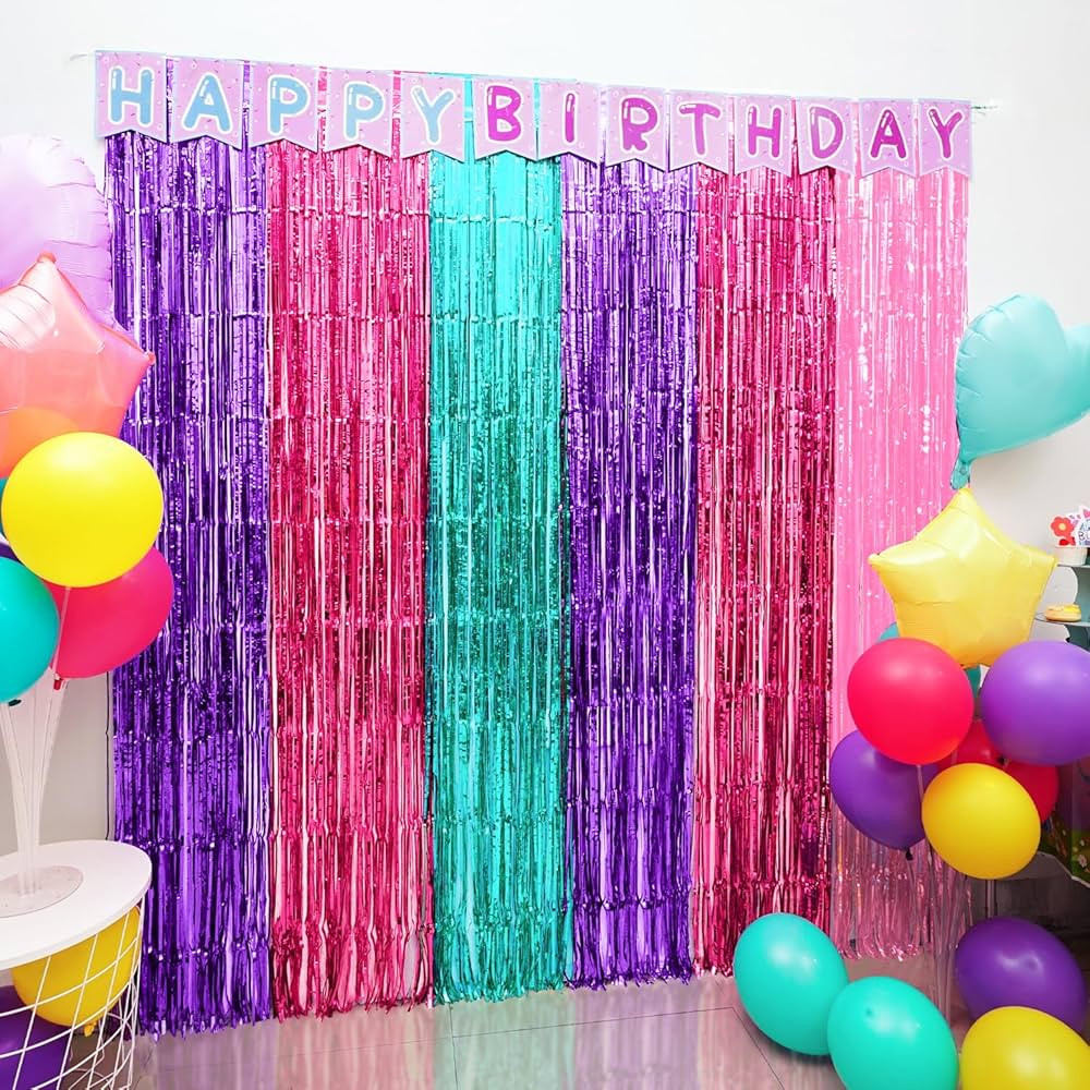 Cute Dollhouse Birthday Decorations, 2 Pack Dollhouse Party Photo Booth Prop, Purple Pink Teal Fr... | Amazon (US)