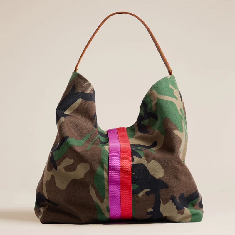 Medium Jane - Slouch Bag - Nylon Camo with Pink & Red Stripe | Parker Thatch