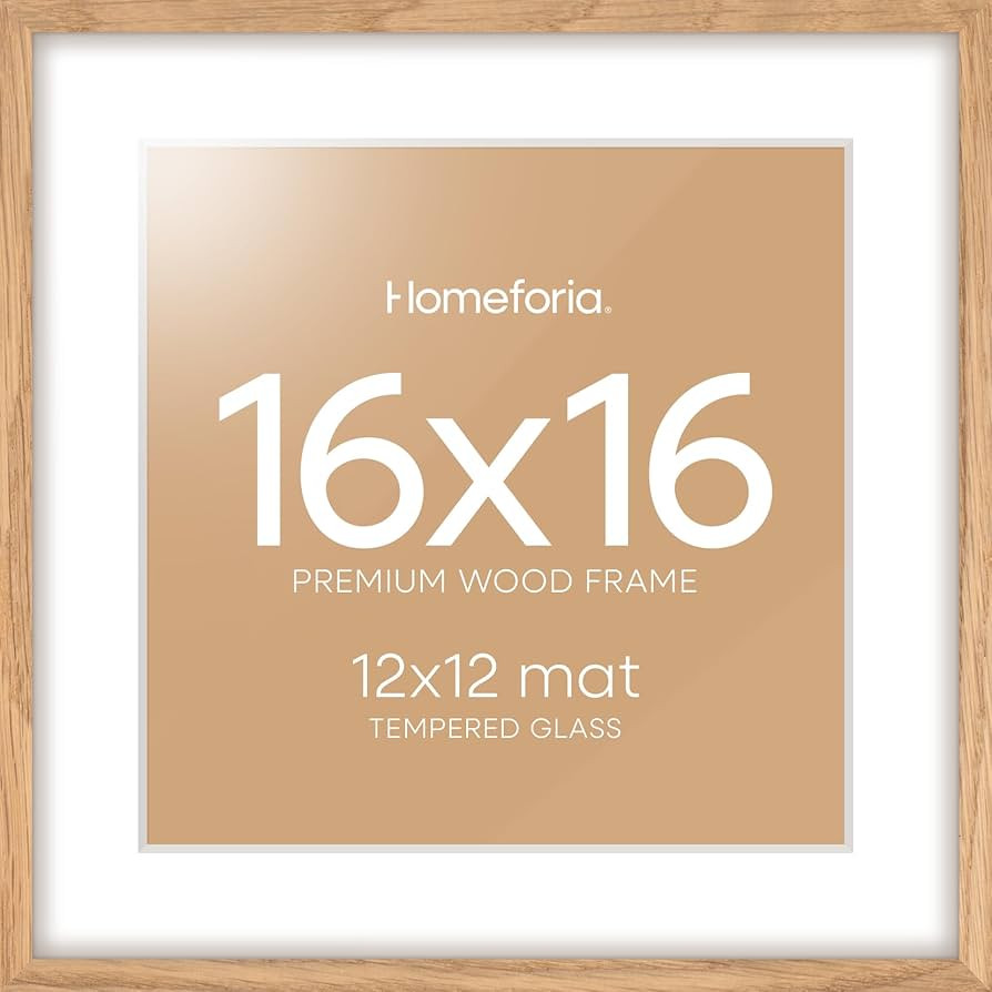 Homeforia 16x16 Picture Wood Frame, High End Natural Oak 16 x 16 Square Light Wooden Frames with ... | Amazon (US)
