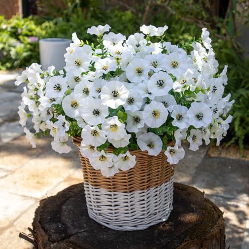 VDVST Artificial Flowers for Outdoors,UV Resistant Artificial Outdoor Flowers,Not-Fading Faux Flowers for Outdoor Planters for Front Door Porch Yard Patio Garden Home Decor,12 Bundles,White | Amazon (US)