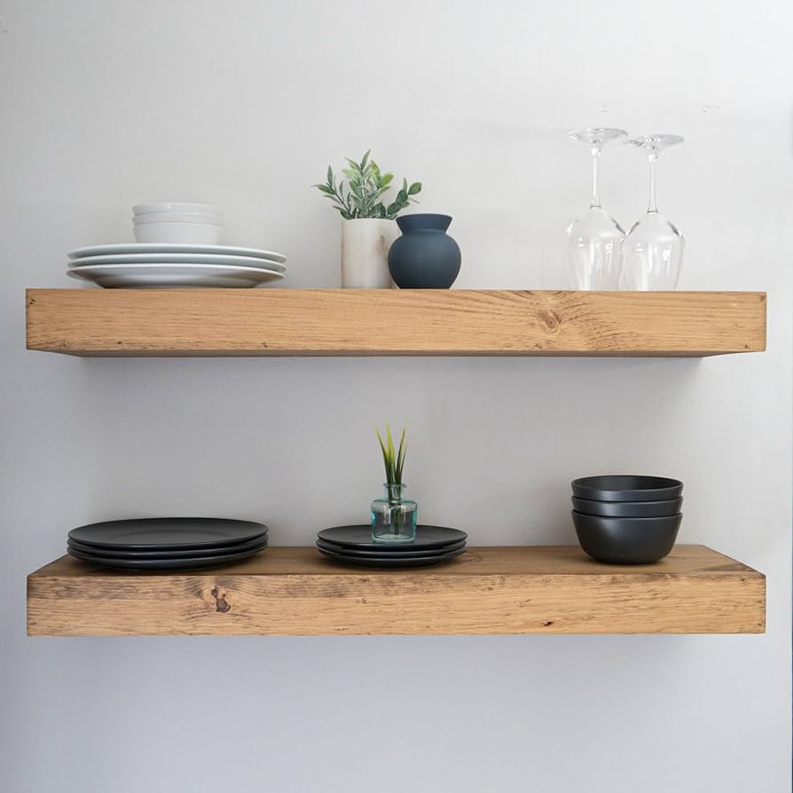 Urbandi Modern Floating Shelves 3 Inches Thick for Wall, Wide Shelves for Kitchen, Living Room, B... | Amazon (US)