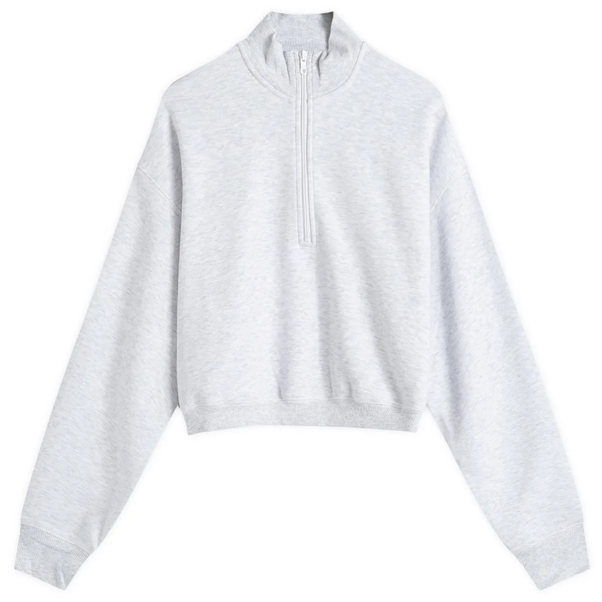 SKIMS Women's Cotton Fleece Cropped Half Zip in Light Heather Grey, Size Large | END. Clothing