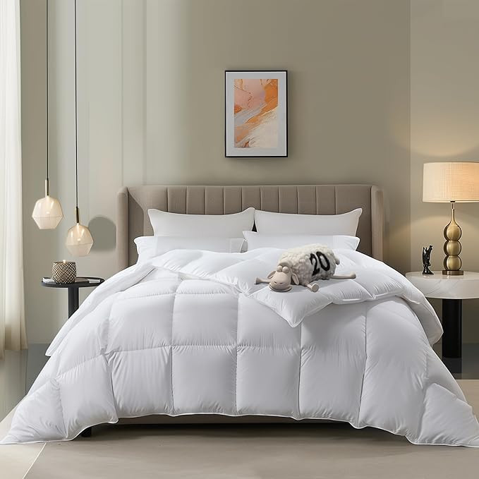 Serta White Goose Feather and White Goose Down Fiber Comforter Hotel Luxury Edition Hypoallergeni... | Amazon (US)