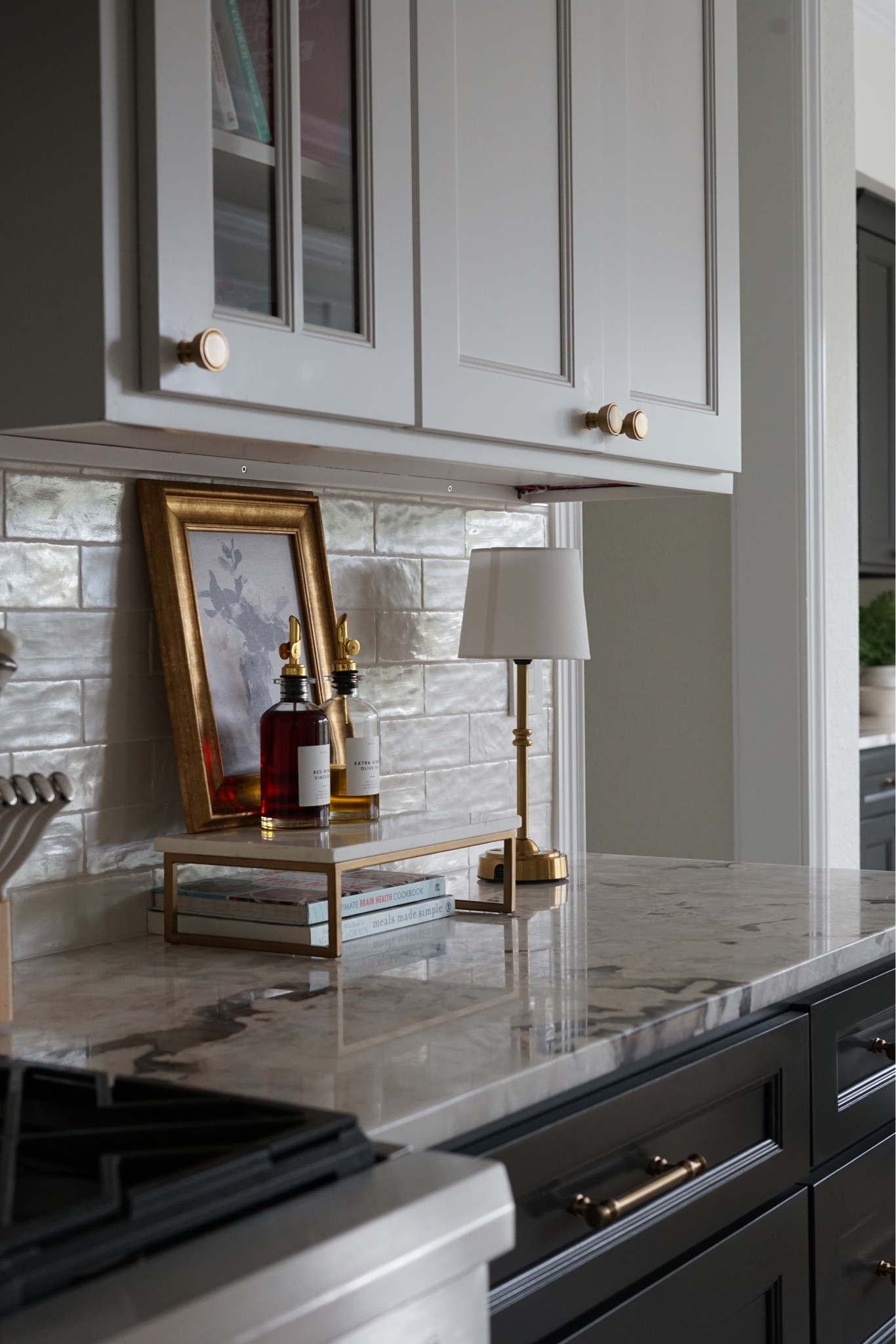 Kitchen styling - backsplash styling. Wall art, cordless lamp 

Kitchen inspiration 

#LTKHome