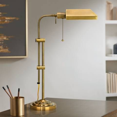 Antique Brass Adjustable Pole Pharmacy Metal Desk Lamp | Lamps Plus