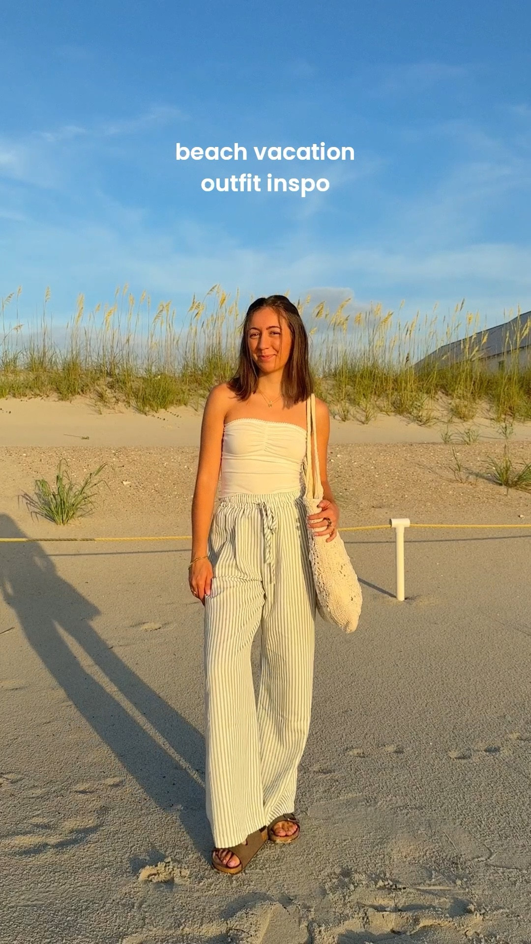 vacation outfit inspo. beach vacation outfit idea. summer vacation outfits. casual summer outfit. beachy outfit. striped pants for summer. tube top outfits. 

#LTKSummerEdit