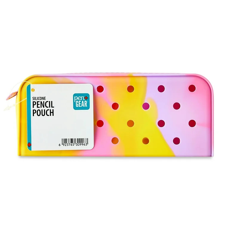 Pen+Gear Swirl Silicone Pencil Pouch for Students, Pink and Yellow | Walmart (US)