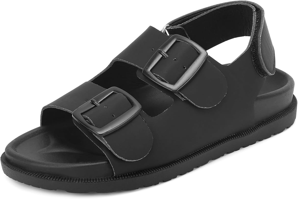 PZEKE Women's Flat Footbed Open Toe Slide Sandals with Comfort and Wide Widths Availa... | Amazon (US)