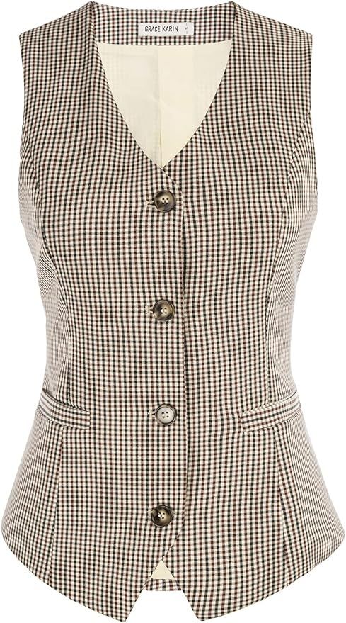 GRACE KARIN Womens Waistcoat Vest Vintage Steampunk Dress Jacquard Jacket | Amazon (US)