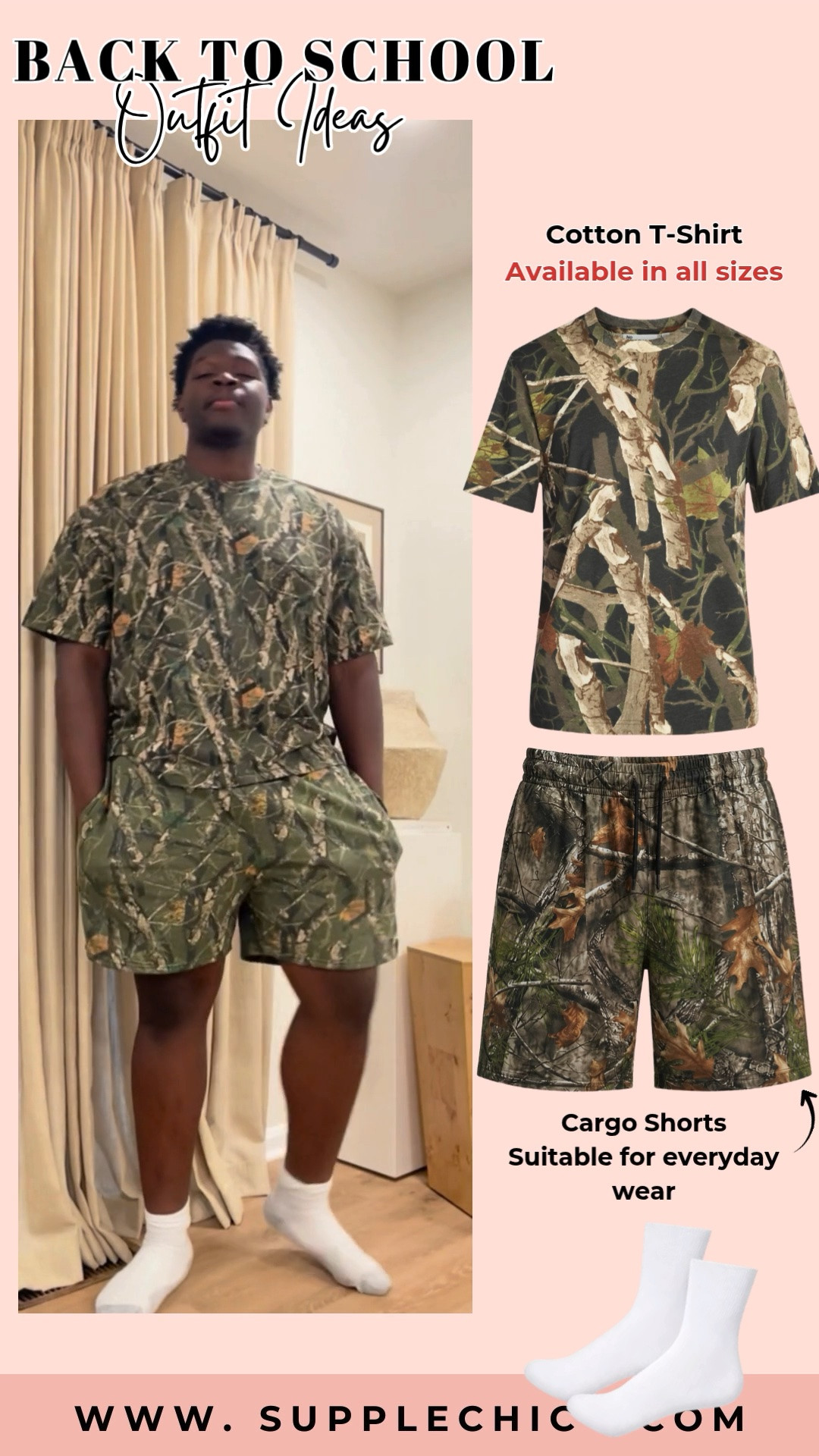 Back to school outfits should be easy, comfortable, and ready for busy days. This matching set makes getting dressed for class simple while keeping the look put together. back to school outfits, college outfit ideas, college student essentials, campus outfit ideas, dorm wardrobe essentials, casual men outfits, everyday outfit ideas, matching set outfit, cargo shorts outfit, camo outfit ideas, college fashion, freshman college outfits, school outfit inspiration

#LTKootd #LTKSeasonal #LTKKids