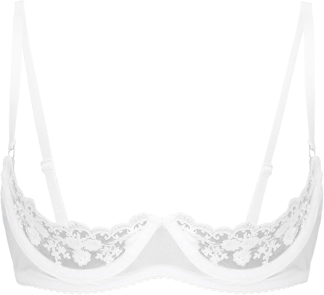 Women's Sexy 1/2 Cup Sheer Lace Bra Push Up Underwired Sponge Padded Bralette Bra Tops | Amazon (US)