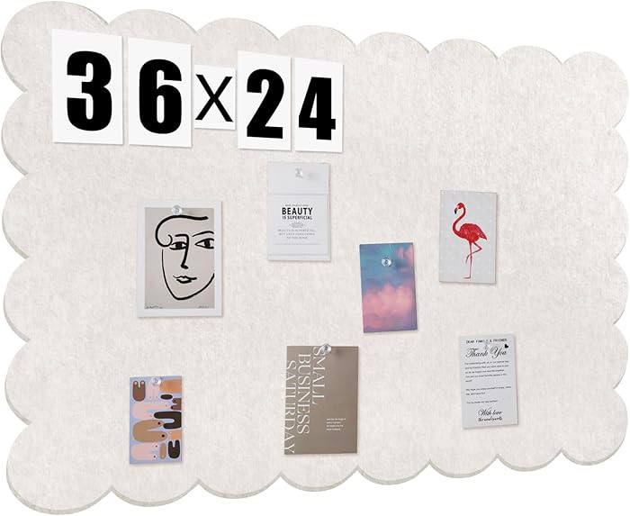 Mooliwe Scalloped Felt Bulletin Board 36 x 24 Inches Foldable Beige Pin Cork Board Alternative fo... | Amazon (US)