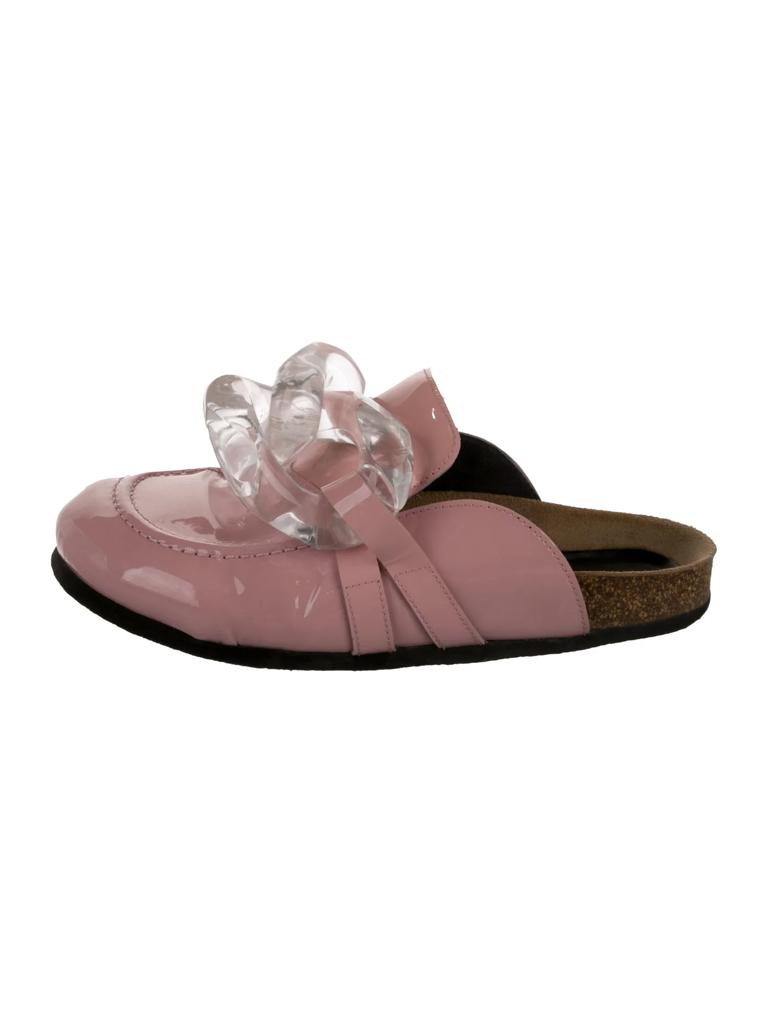 J.W. Anderson Patent Leather Chain-Link Accents Mules - Pink Flats, Shoes - JWA42021 | The RealRe... | The RealReal
