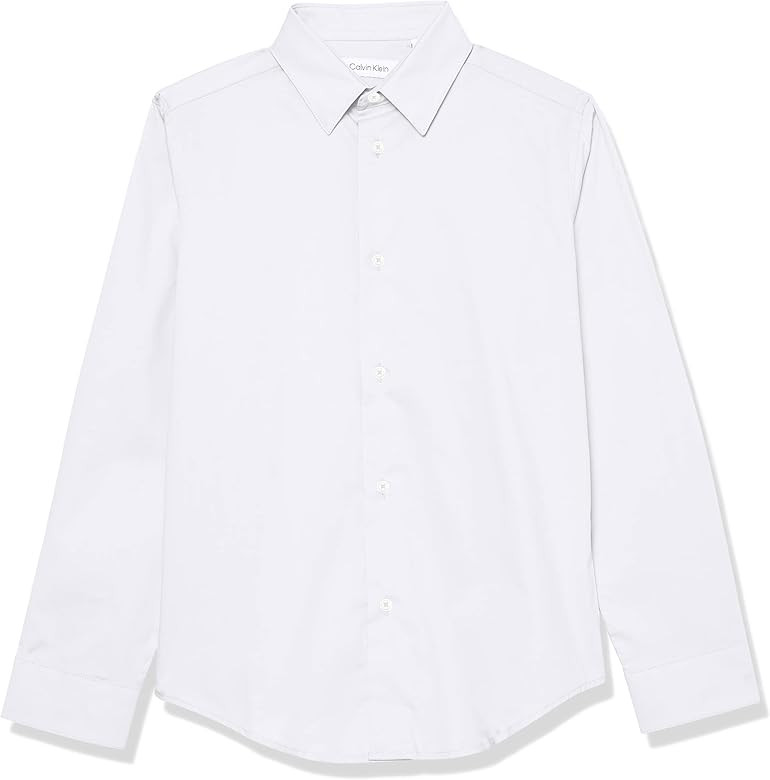 Calvin Klein Boys' Long Sleeve Slim Fit Dress Shirt, Style with Buttoned Cuffs & Shirttail Hem | Amazon (US)