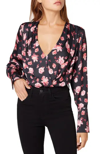 Favorite Daughter Floral Long Sleeve Satin Bodysuit | Nordstrom | Nordstrom