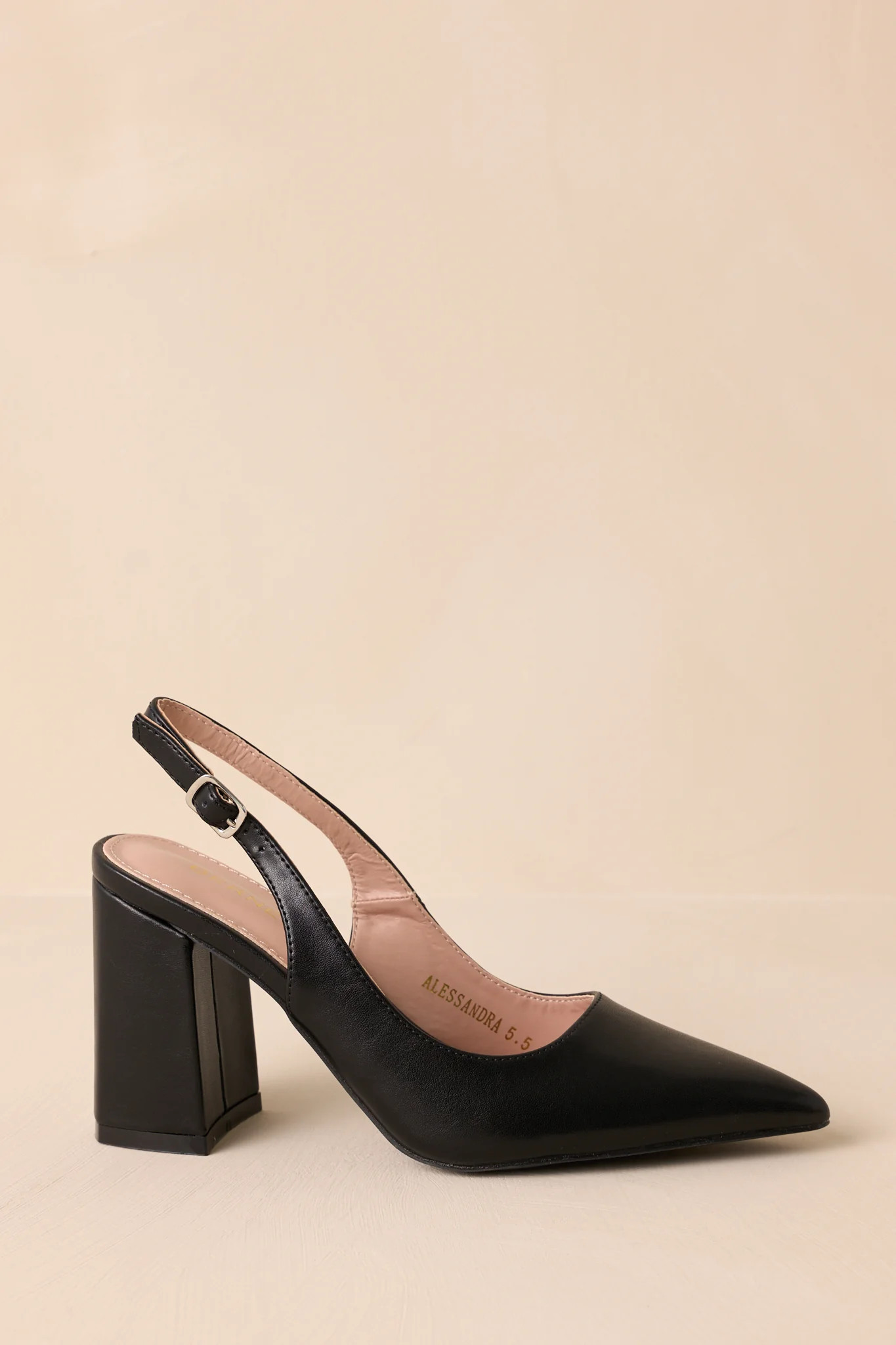 Elegant Elevation Black Slingback Heels | Red Dress