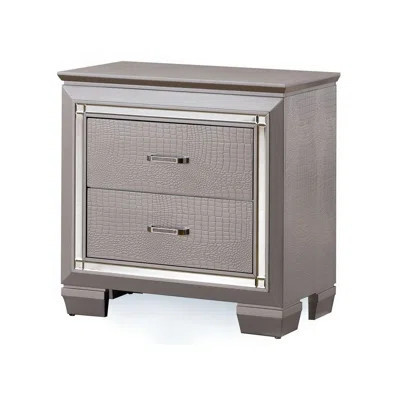 Contemporary 1Pc Nightstand Bedside Table LED Light English Dovetail Drawer Bedroom Furniture | Wayfair North America