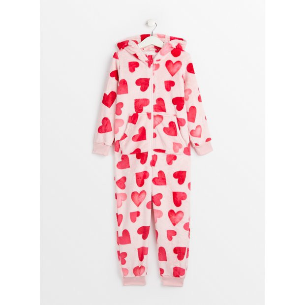 Buy Pink Heart Print All In One 3-4 years | Pyjamas | Tu | Tu Clothing