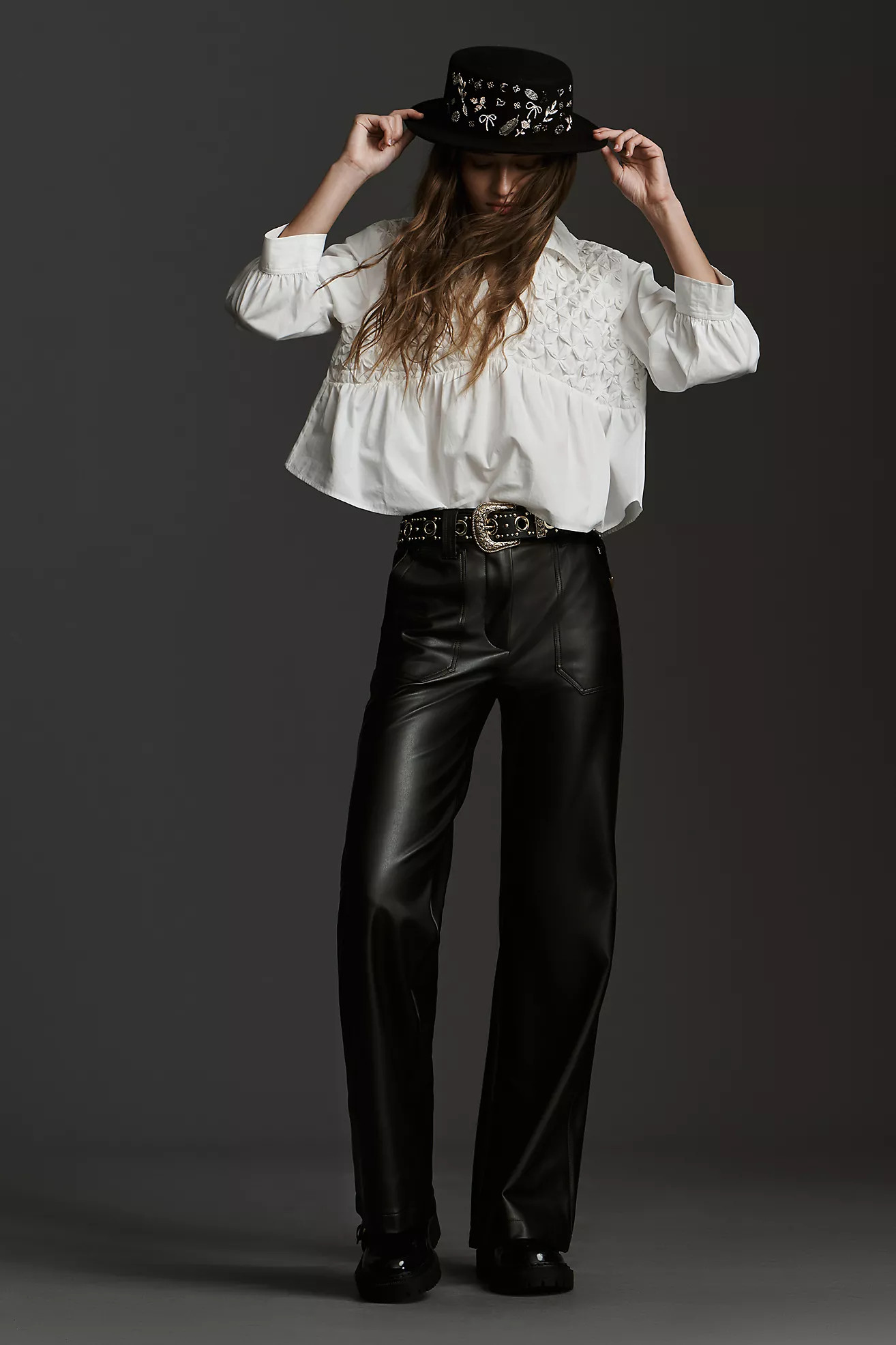 The Naomi Wide-Leg Flare Pants by Maeve: Faux Leather Edition | Anthropologie (US)