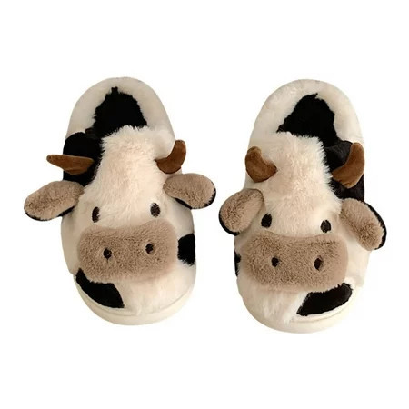 asdoklhq Flat Shoes for Women Cow Slippers for Women Men Cute Cow Slides Indoor Cartoon Fuzzy Cow Print Slippers Kawaii Animal Slippers Outdoor White 38-39 | Walmart (US)