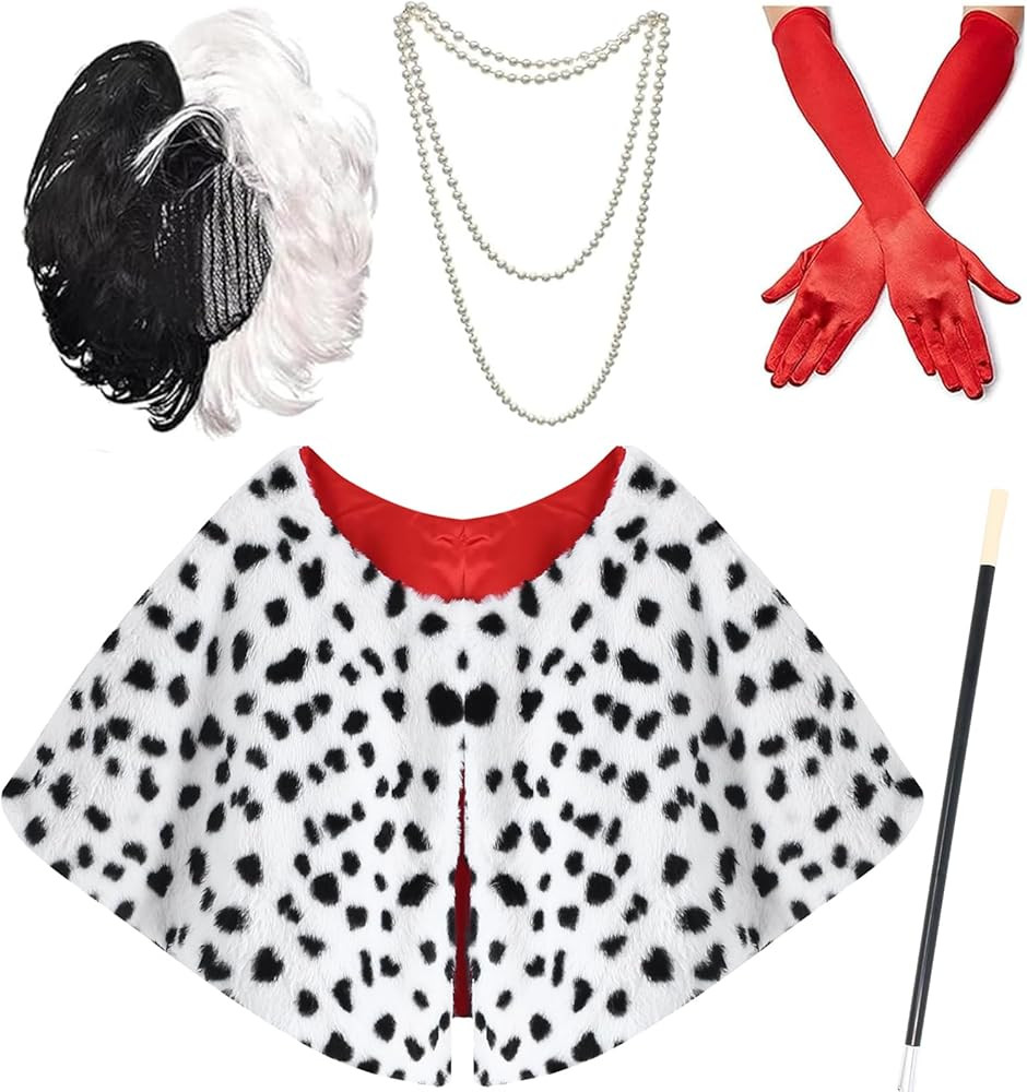 Halloween Costume for Women 2025 Dalmation Black White Coat Cosplay Wig | Amazon (US)