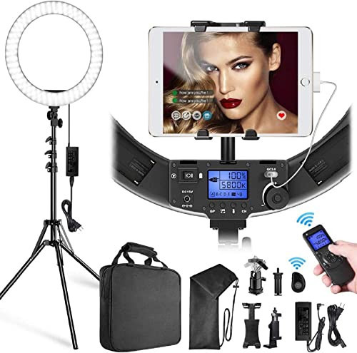 LED Ring Light with Stand and Phone/iPad Holder, 19 Inch 60W Bicolor 3000K-5800K Large Circle Light with Remote Controller for Photography/YouTube Video/Self-Portrait Shooting/Live-Stream | Amazon (US)