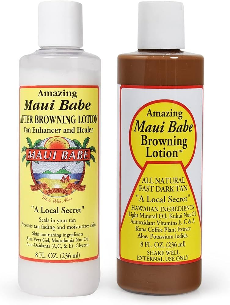 Maui Babe Before And After Browning Lotion, [2-Pack]- Before And After Sun Tan, Made In USA, 8 Ou... | Amazon (US)