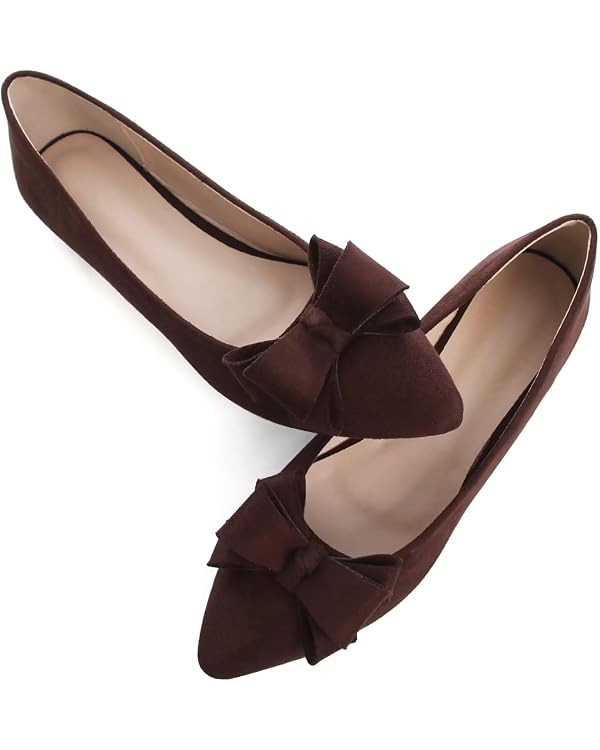 SAILING LU Women's Bow-Knot Pointed Toe Ballet Flats | Amazon (US)