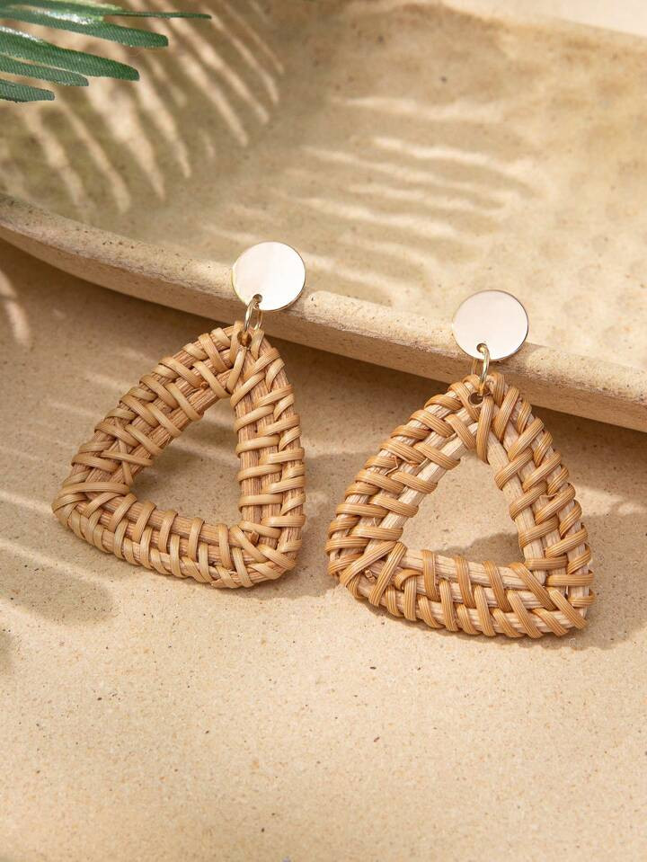 Geometric Rattan Design Drop Earrings | SHEIN